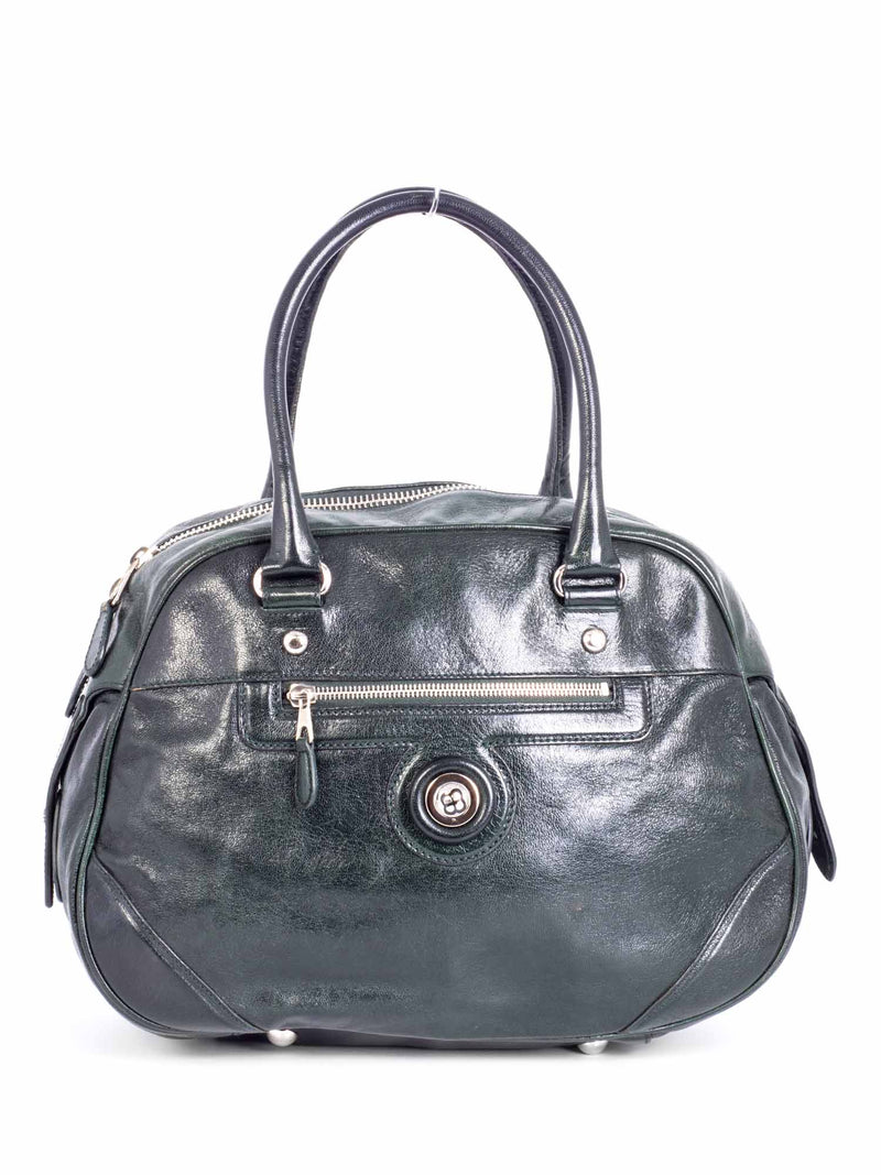 Balenciaga BB Patent Leather Top Handle Bag Green-designer resale