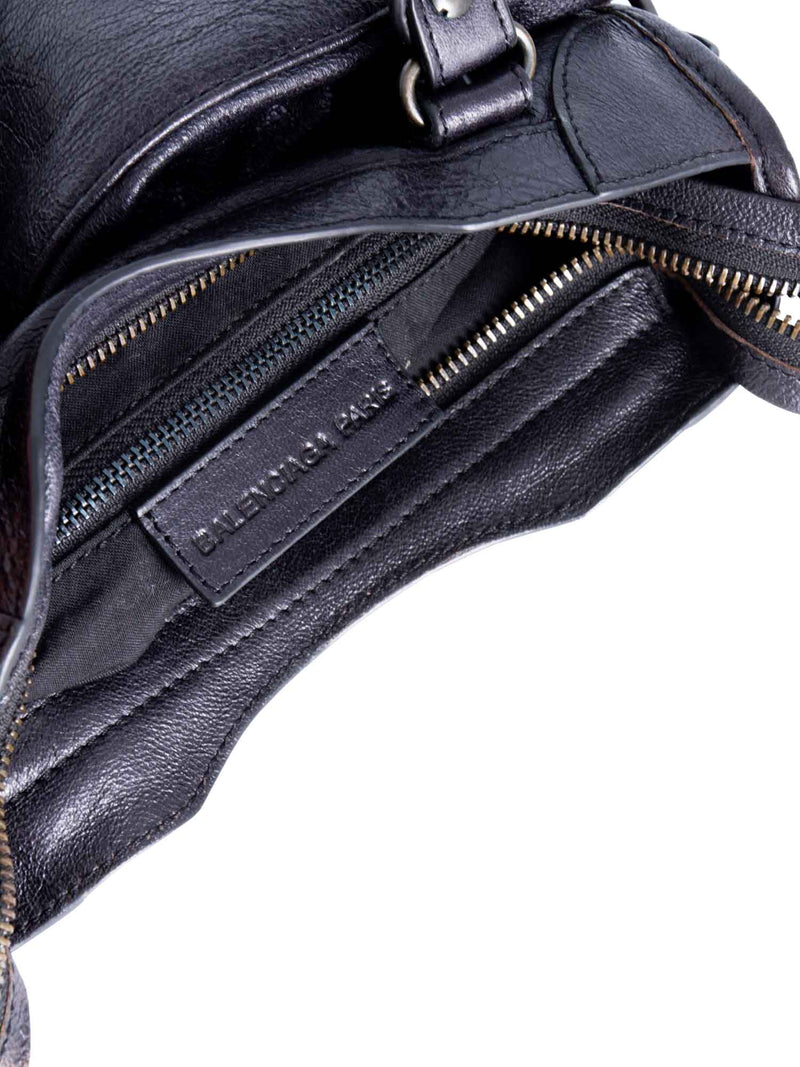 Balenciaga Distressed Leather Classic Hardware Mini City Bag Black-designer resale