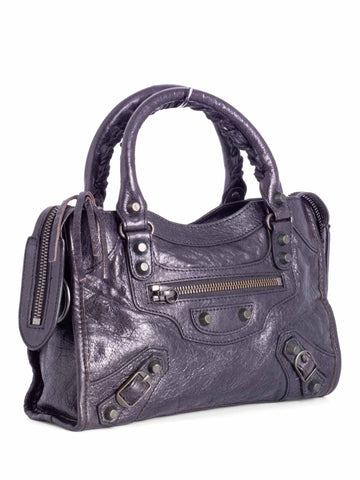 Balenciaga Distressed Leather Classic Hardware Mini City Bag Black-designer resale
