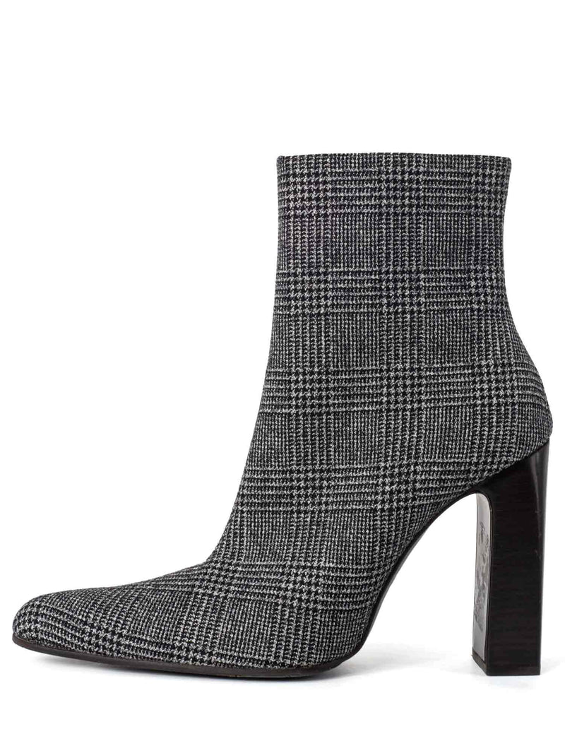Balenciaga Houndstooth Wool Ankle Boots Black White-designer resale