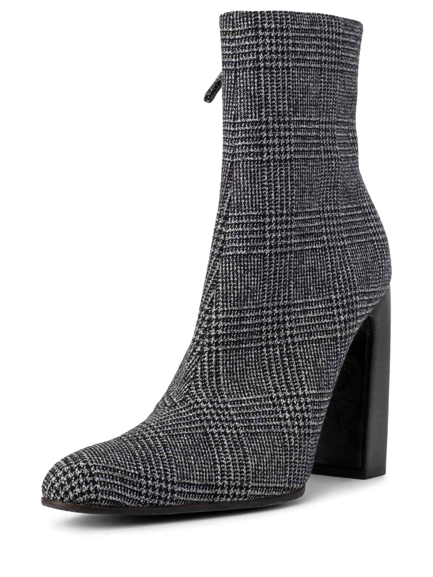 Balenciaga Houndstooth Wool Ankle Boots Black White-designer resale