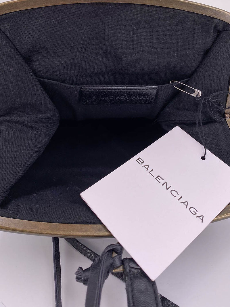 Balenciaga Leather City Wristlet Bag Black-designer resale