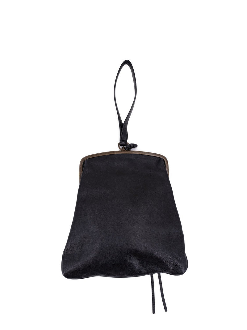 Balenciaga Leather City Wristlet Bag Black-designer resale