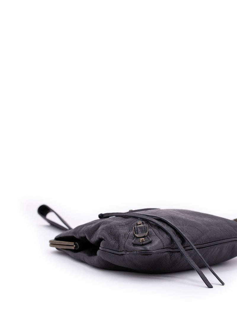 Balenciaga Leather City Wristlet Bag Black-designer resale