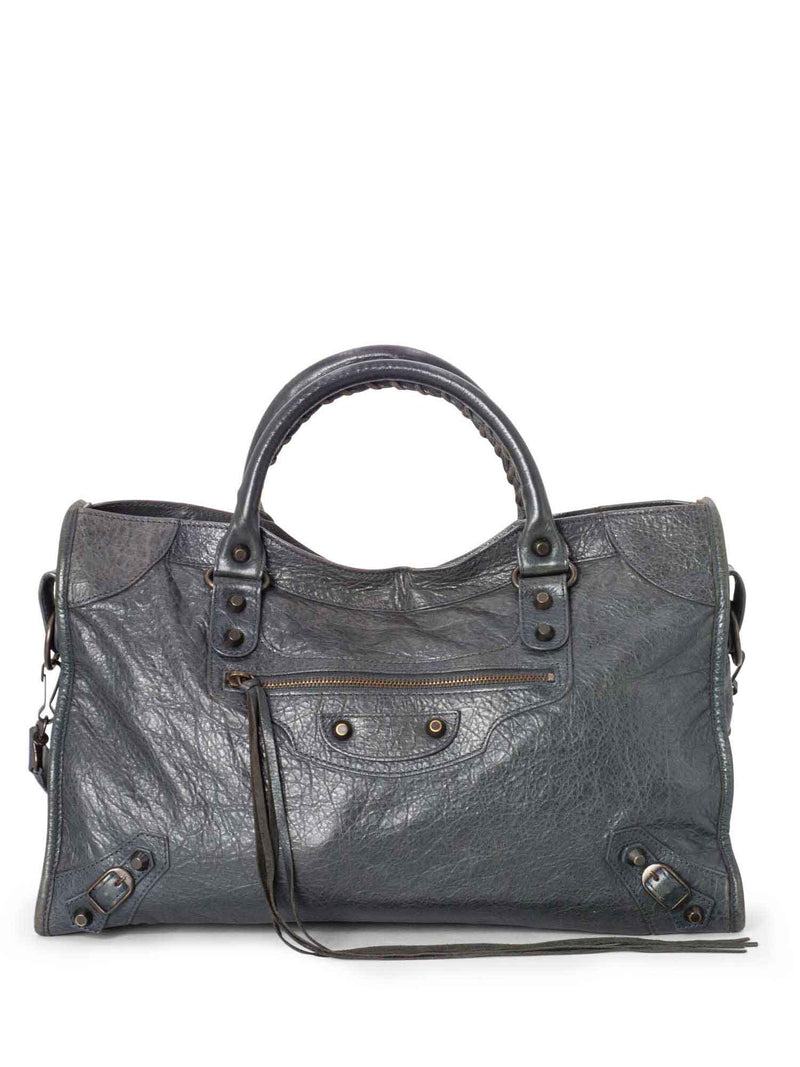 Balenciaga Leather Classic Hardware City Bag Grey