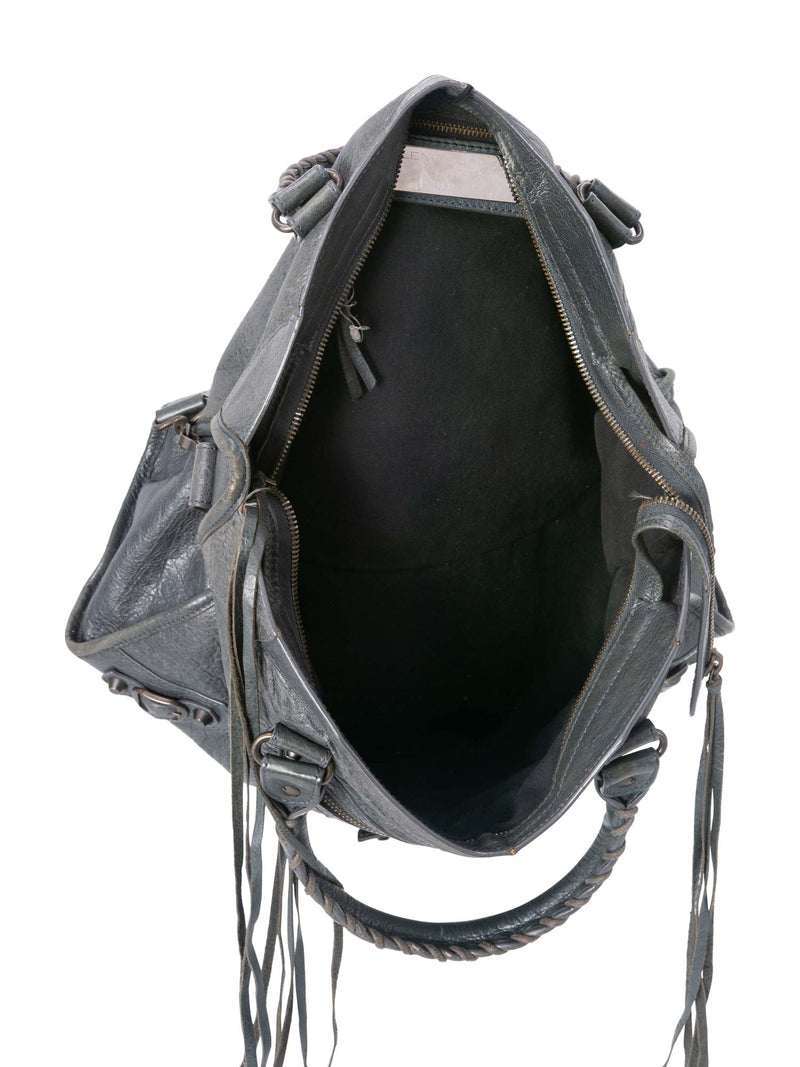 Balenciaga Leather Classic Hardware City Bag Grey-designer resale