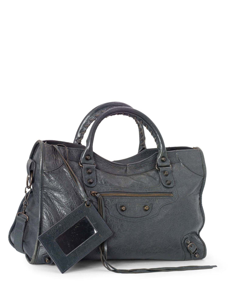 Balenciaga Leather Classic Hardware City Bag Grey-designer resale