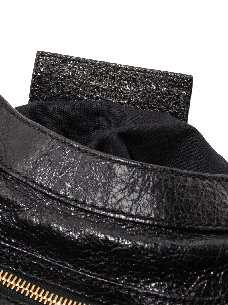 Balenciaga Leather Gold City Shoulder Bag Black-designer resale