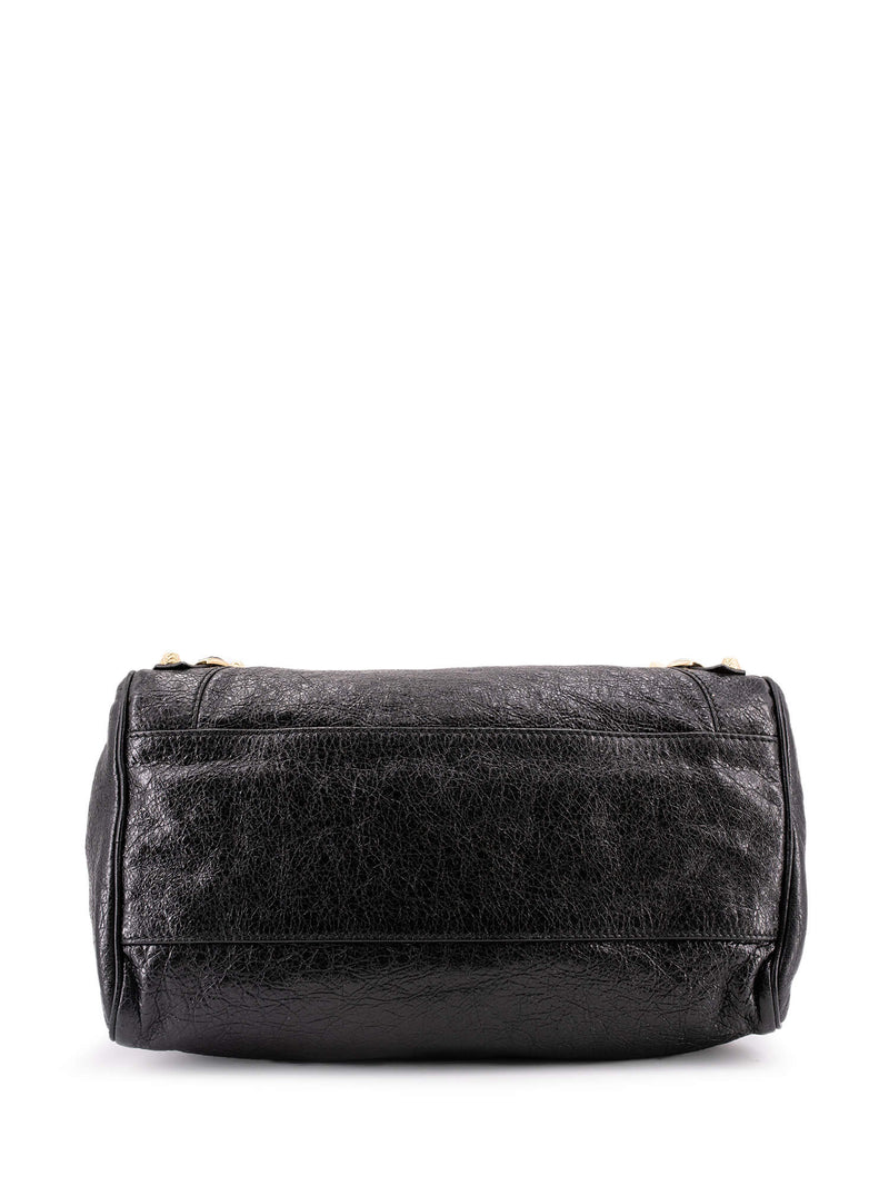 Balenciaga Leather Gold City Shoulder Bag Black-designer resale