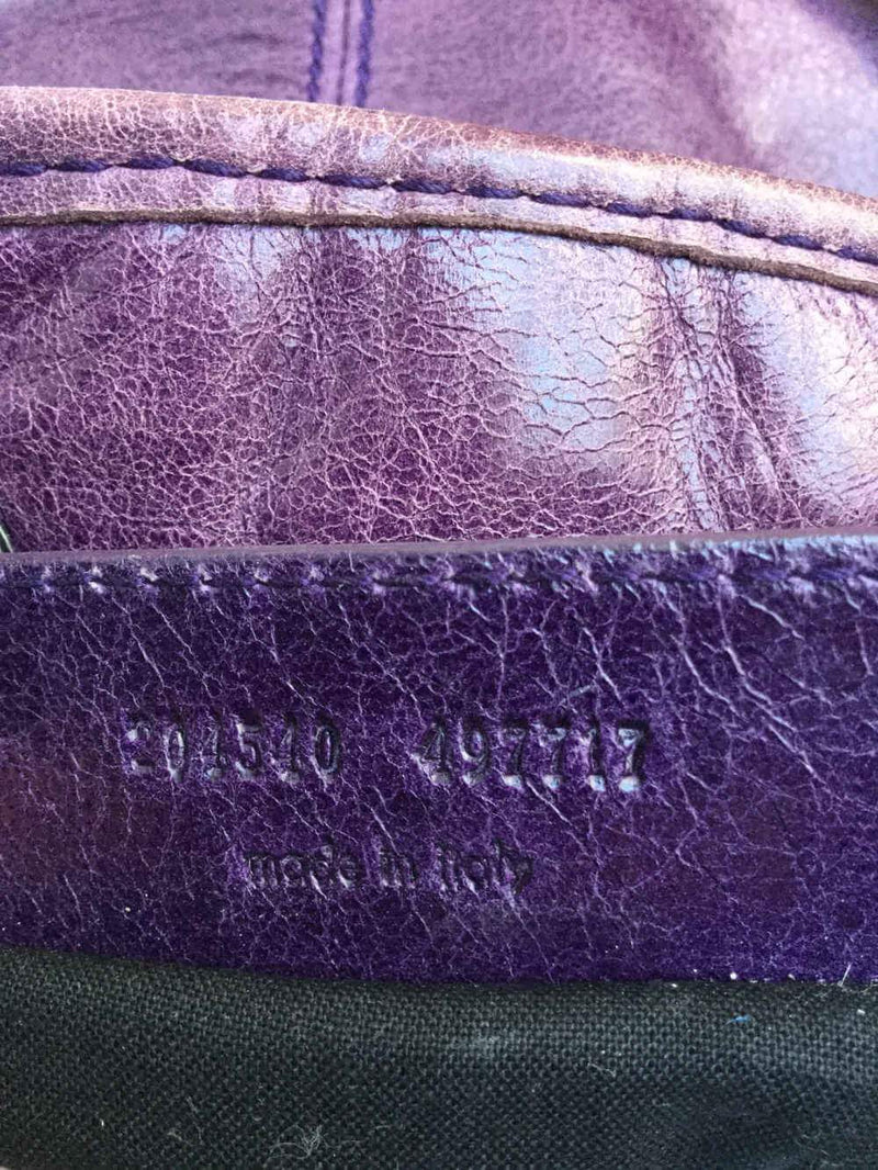 Balenciaga Leather Large Pompon Bucket Bag Purple-designer resale