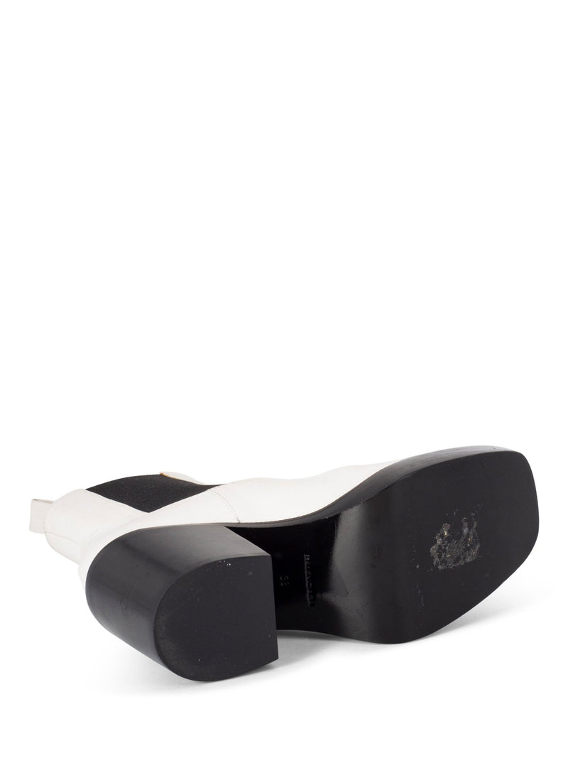 Balenciaga Leather Platform Ankle Boots White Black-designer resale
