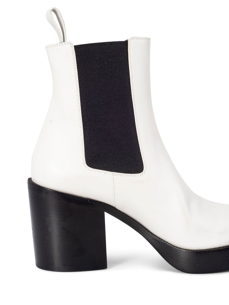 Balenciaga Leather Platform Ankle Boots White Black-designer resale