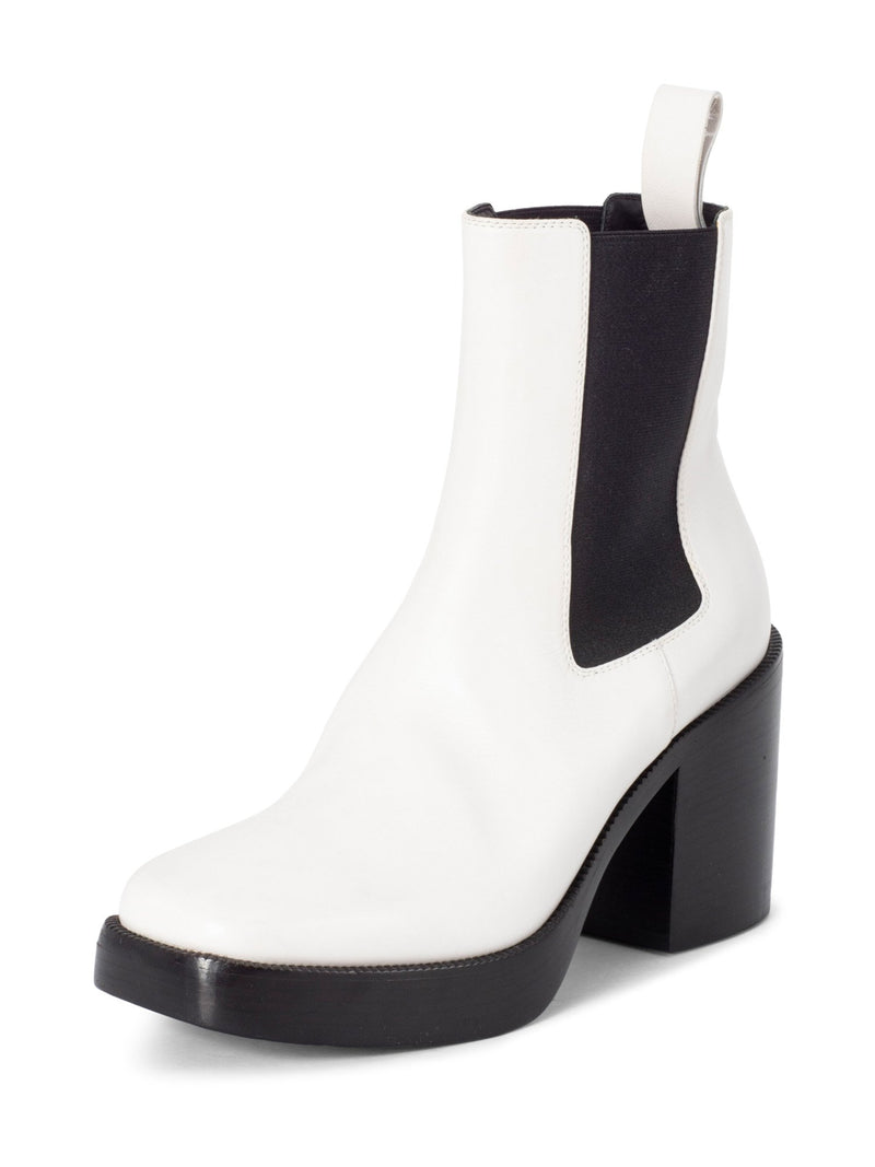 Balenciaga Leather Platform Ankle Boots White Black-designer resale