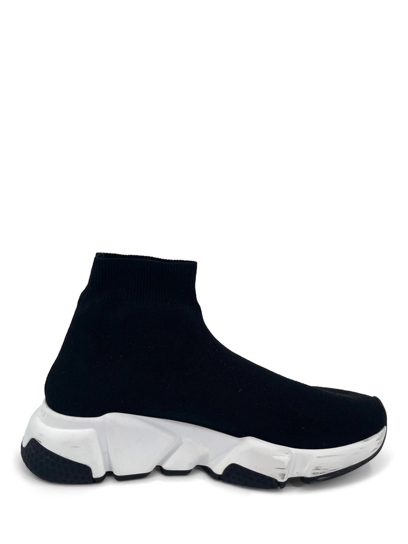Balenciaga Speed Recycled Knit Sneakers Black White-designer resale