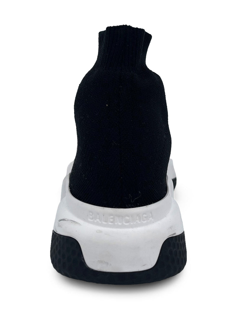 Balenciaga Speed Recycled Knit Sneakers Black White-designer resale
