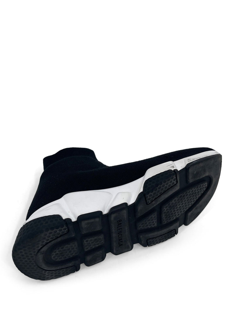 Balenciaga Speed Recycled Knit Sneakers Black White-designer resale
