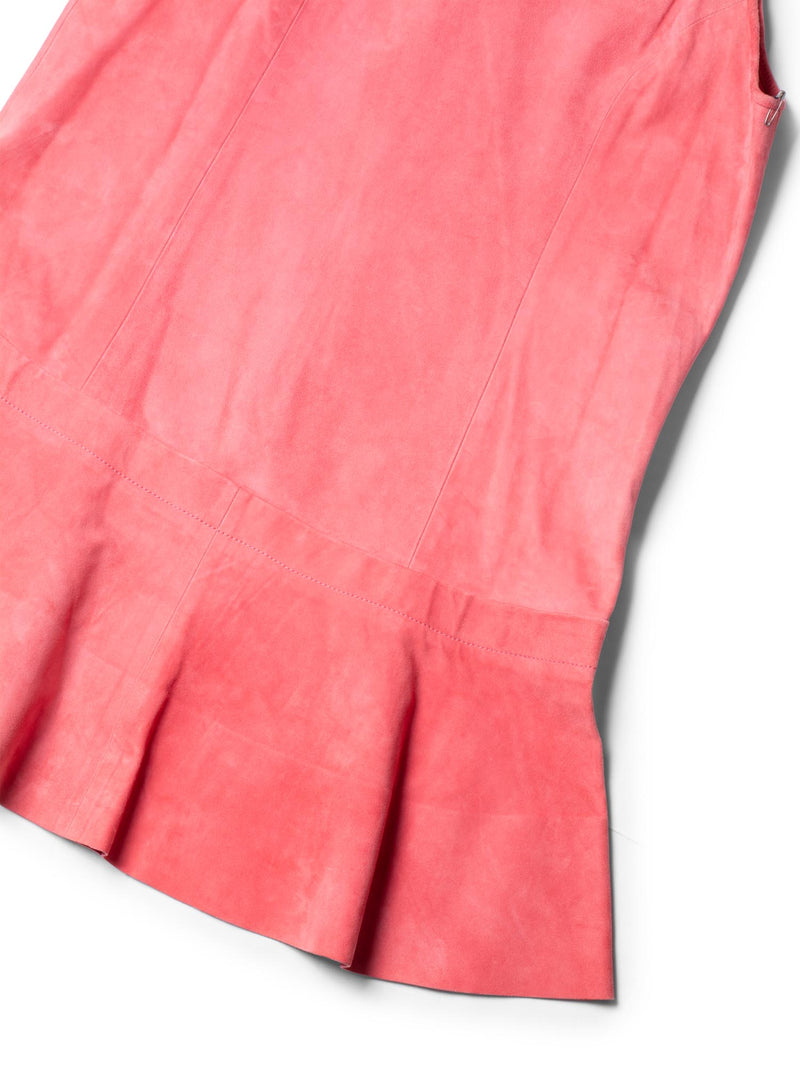 Balenciaga Suede Lambskin Leather A-Line Mini Dress Pink-designer resale