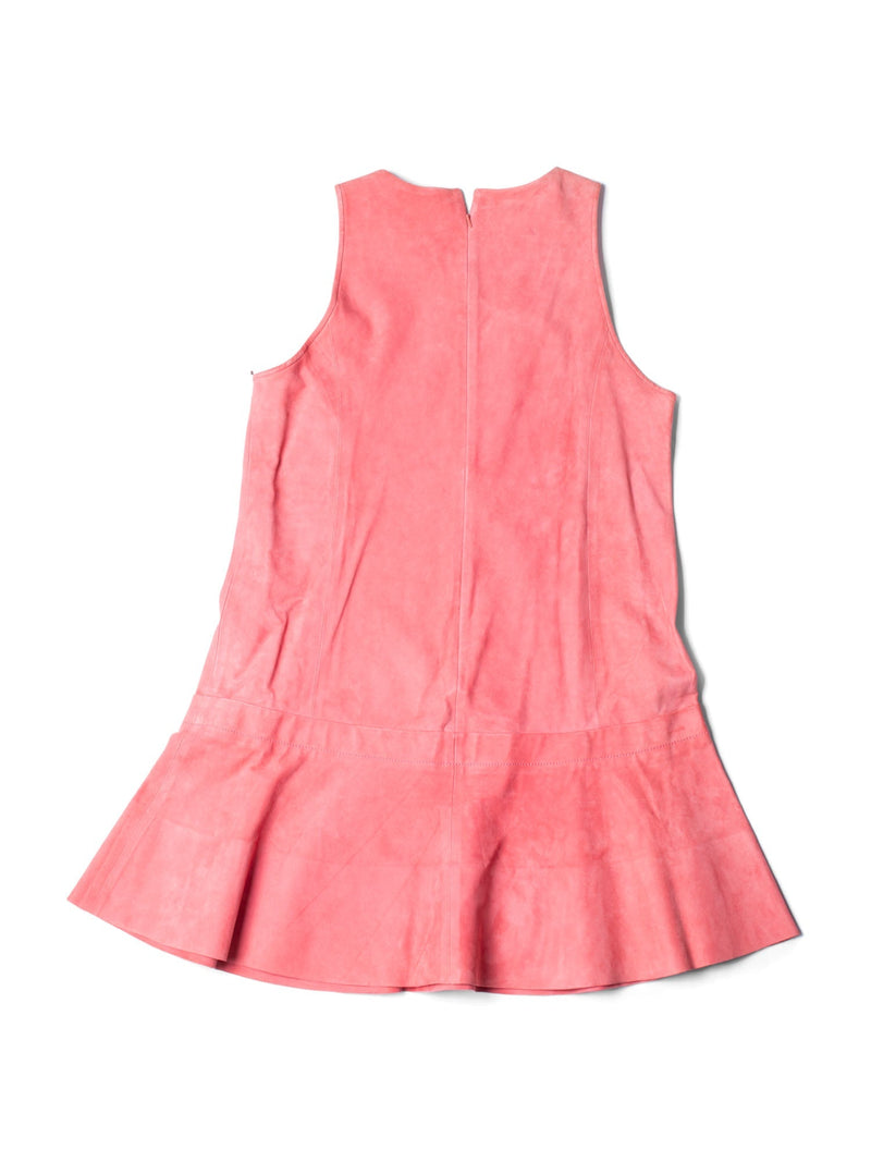 Balenciaga Suede Lambskin Leather A-Line Mini Dress Pink-designer resale