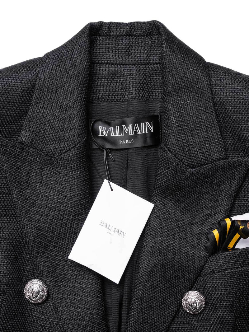 Balmain Tweed Double Breasted Jacket Black-designer resale
