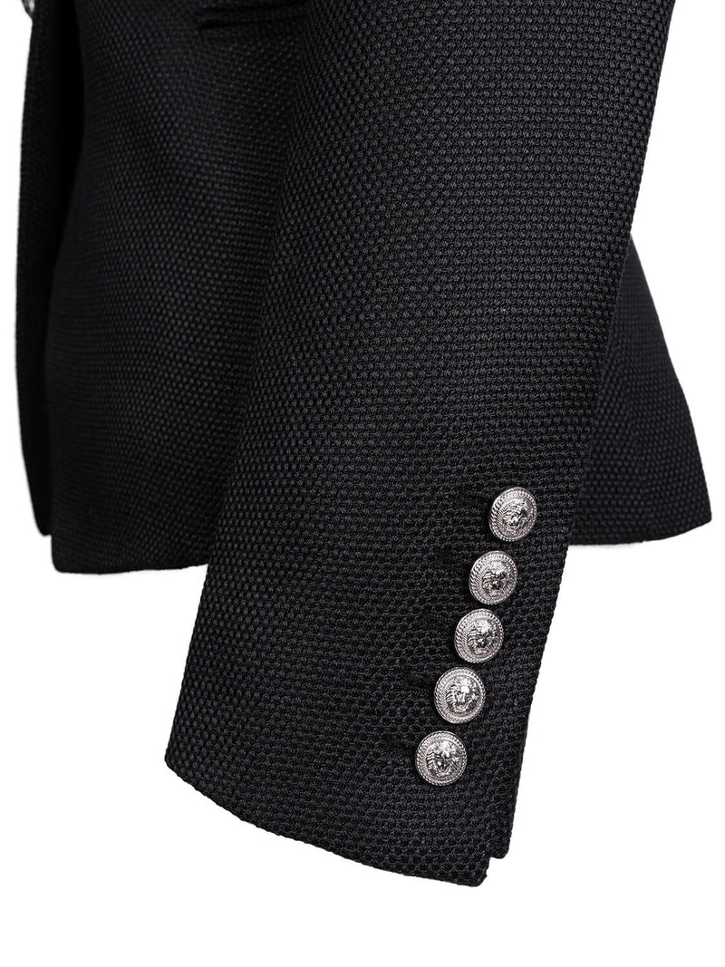 Balmain Tweed Double Breasted Jacket Black-designer resale