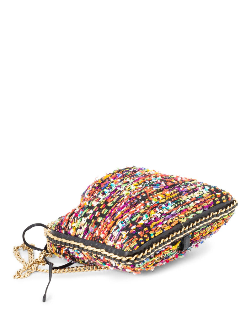 Balmain Tweed Leather Bucket Messenger Bag Multicolor-designer resale