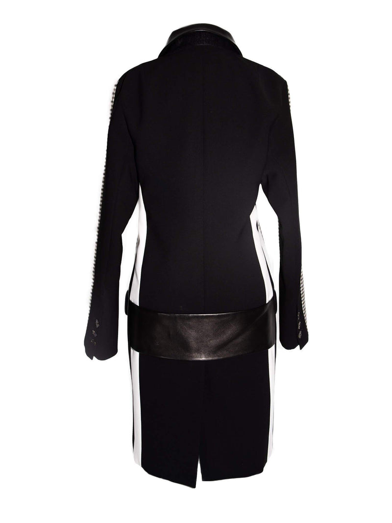 Barbra Bui Cotton Lambskin Houndstooth Long Jacket White Black-designer resale