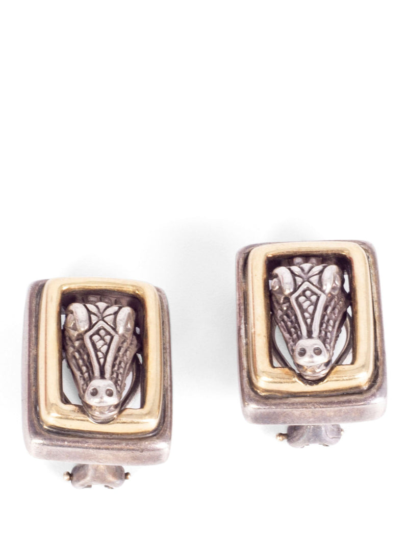 Barry Kieselstein-Cord 14K Gold Silver Alligator Clip On Earrings-designer resale