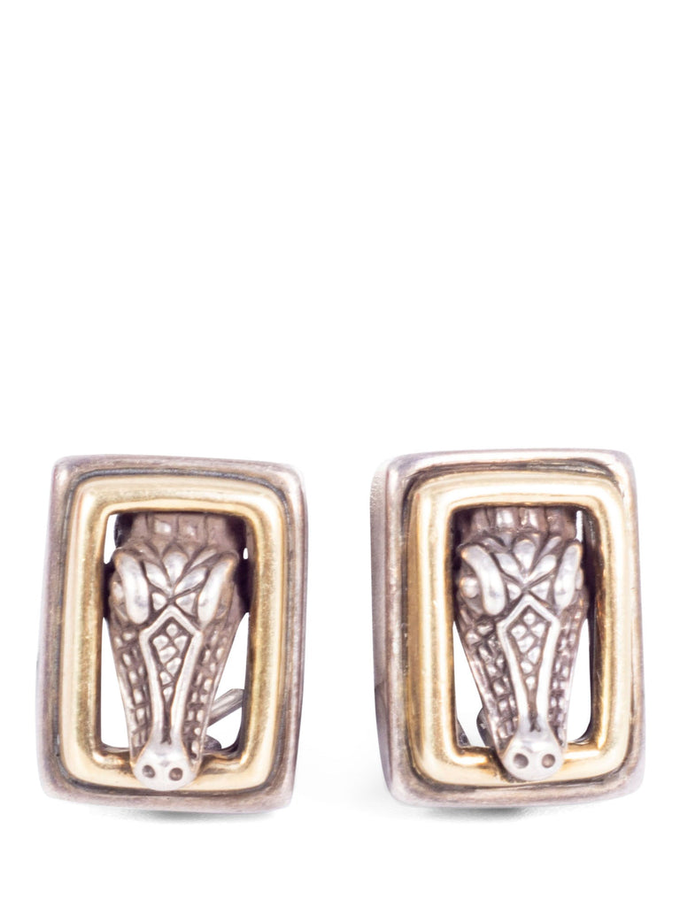 Barry Kieselstein-Cord 14K Gold Silver Alligator Clip On Earrings-designer resale