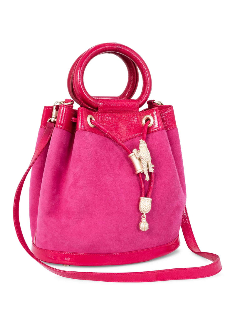 Barry Kieselstein-Cord Leather Frog Bucket Bag Pink-designer resale