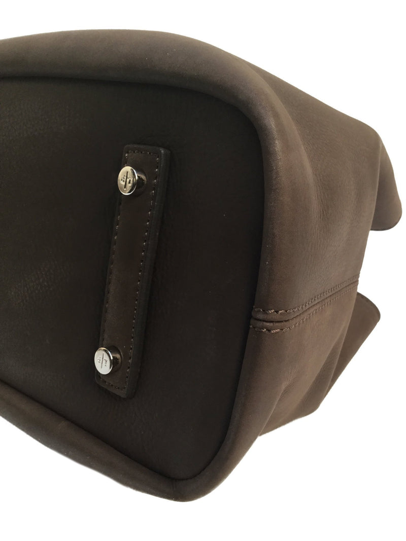 Bellevue Chocolate Brown Nubuck Leather Bag-designer resale