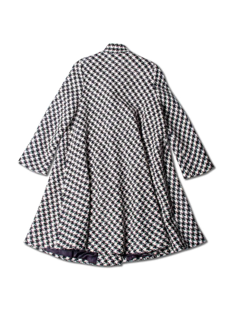 Bill Blass Vintage Alpaca Houndstooth Wool Swing Coat Black White-designer resale