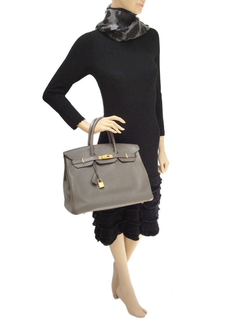 Birkin 35 Etoupe Togo Gold Hardware Bag-designer resale
