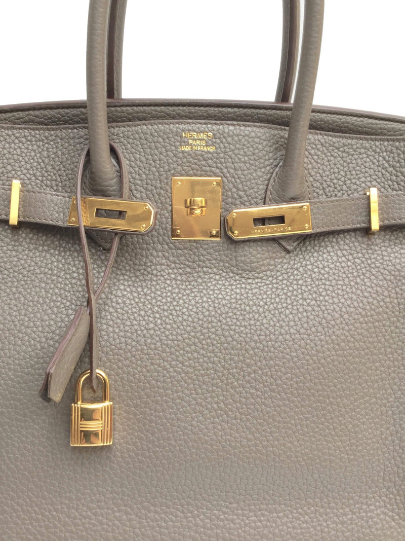 Hermes Birkin Bag 35 Togo Etoupe Women's Purse - 35-ETOUPE-TOGO-GOLD