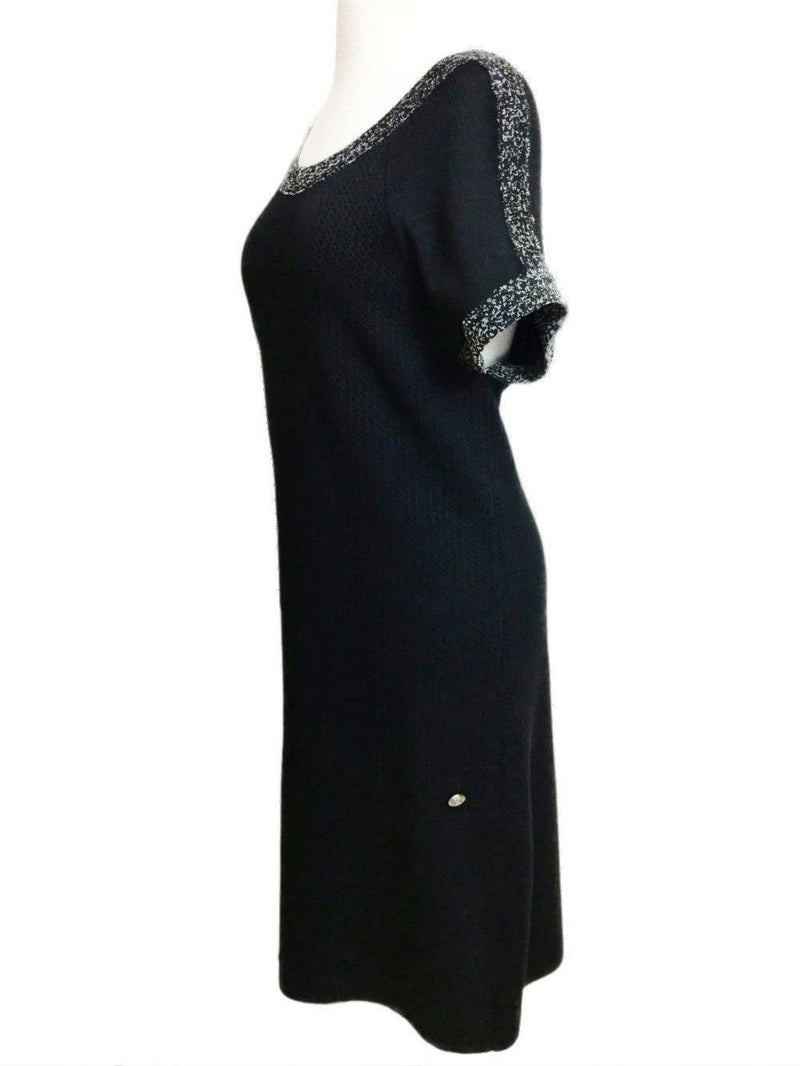 Black Knit Fringe Shia Dress-designer resale