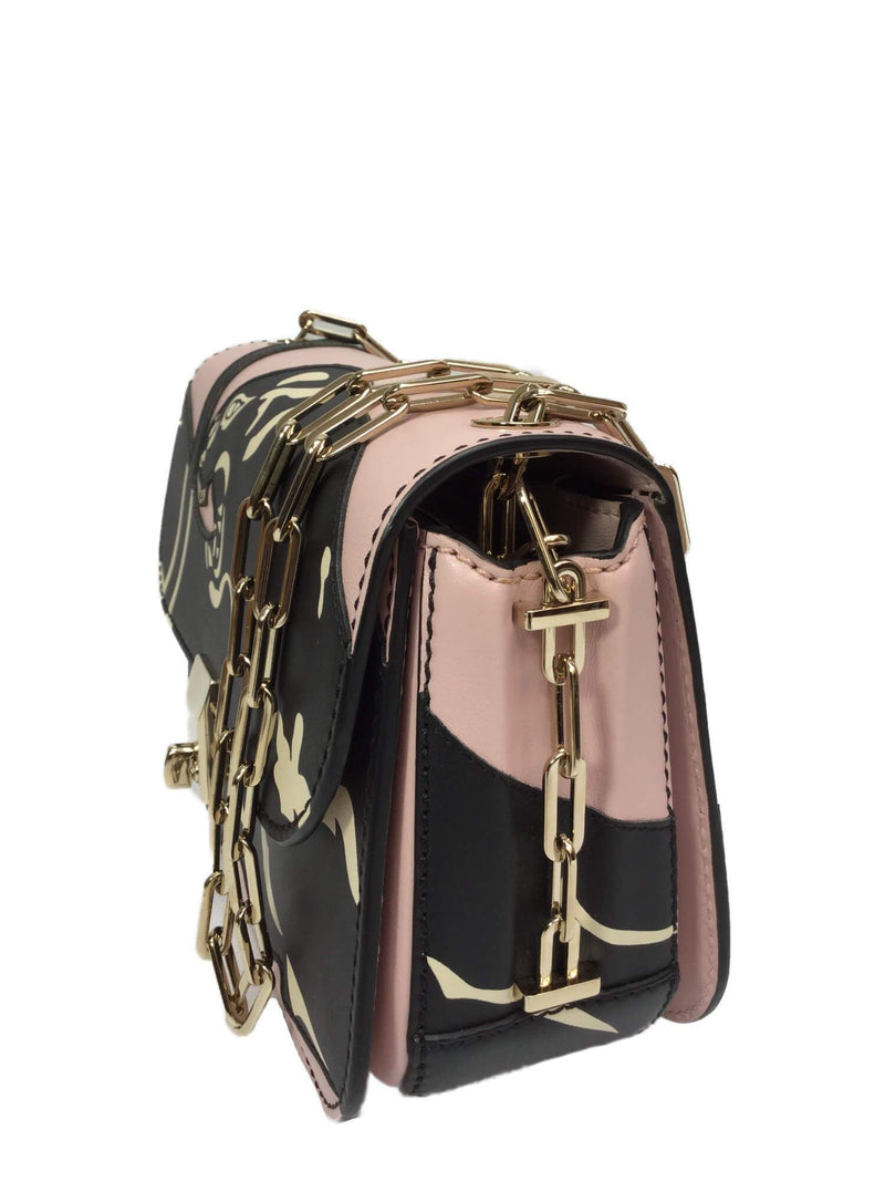 Black Panther Nude Calfskin Leather Cross Body Bag Gold Chain-designer resale