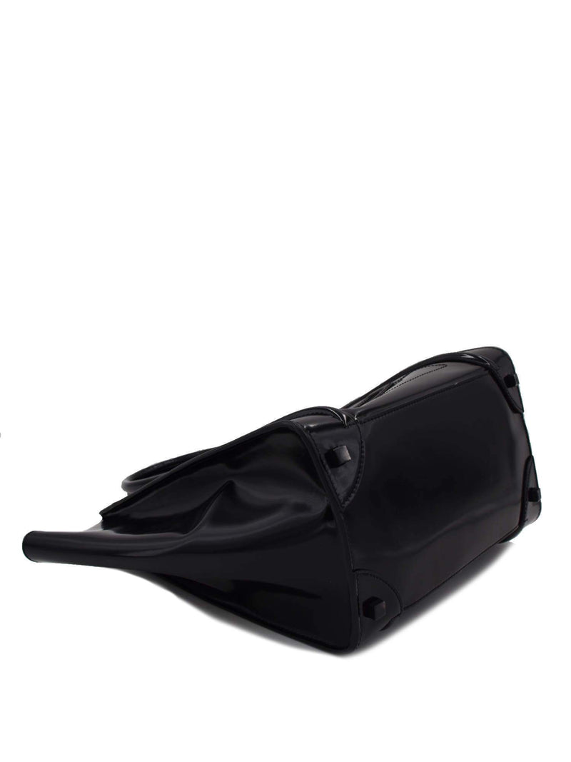 Black Patent Leather Medium Luggage Bag Gunmetal Hardware-designer resale