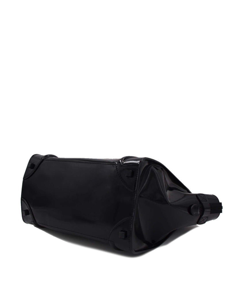 Black Patent Leather Medium Luggage Bag Gunmetal Hardware-designer resale