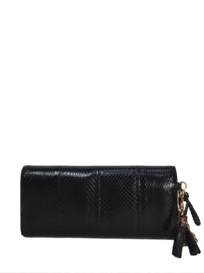 Black Snakeskin Evening Clutch Gold Hardware-designer resale