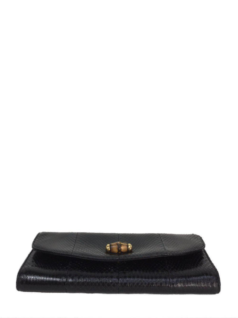 Black Snakeskin Evening Clutch Gold Hardware-designer resale
