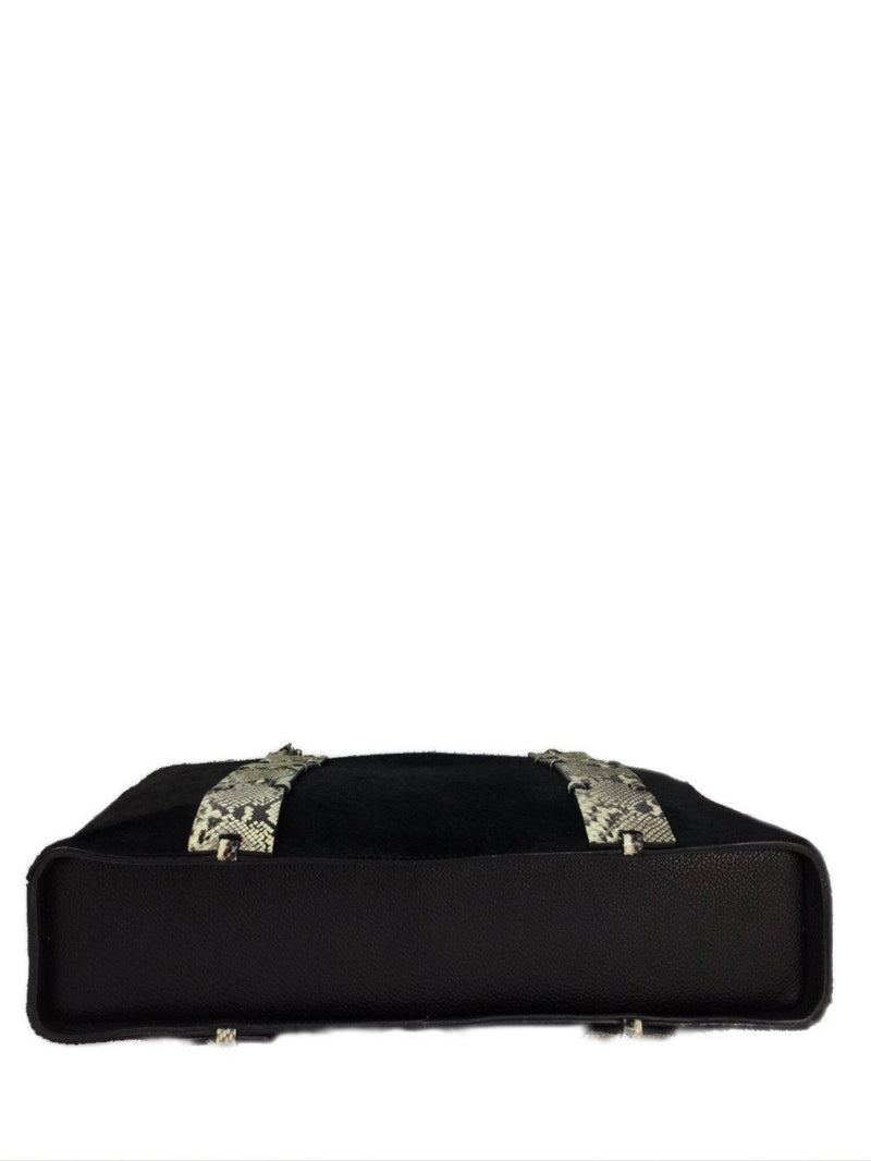 Black Snakeskin Pony Hair Tote Bag-designer resale