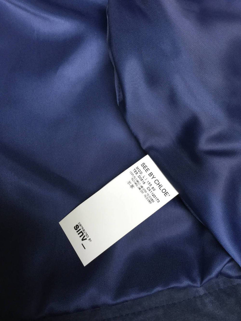 Blue Suede Leather Cropped Biker Jacket Zippers-designer resale