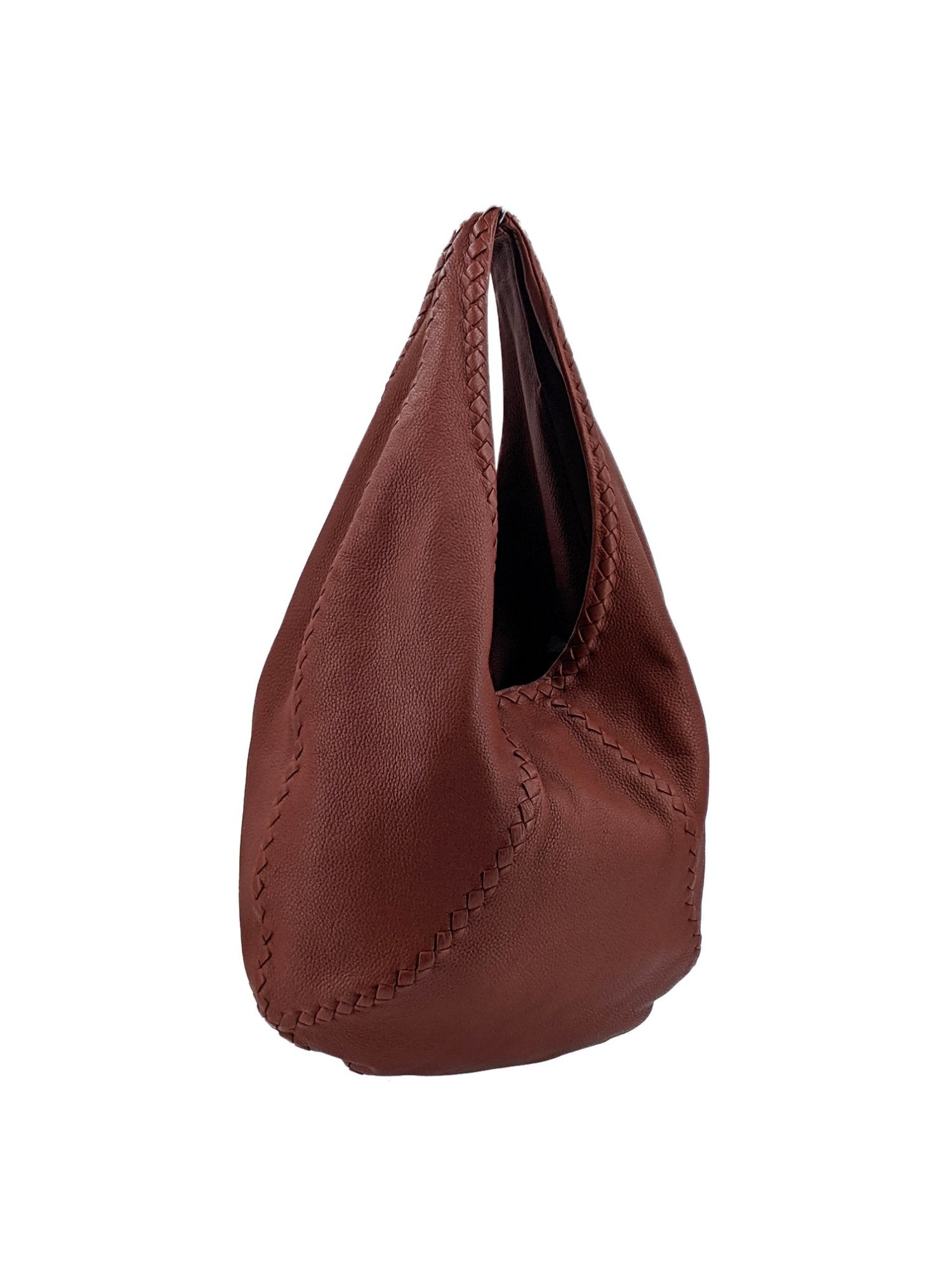Bottega Veneta Cervo Deerskin Large Hobo Bag Brown-designer resale