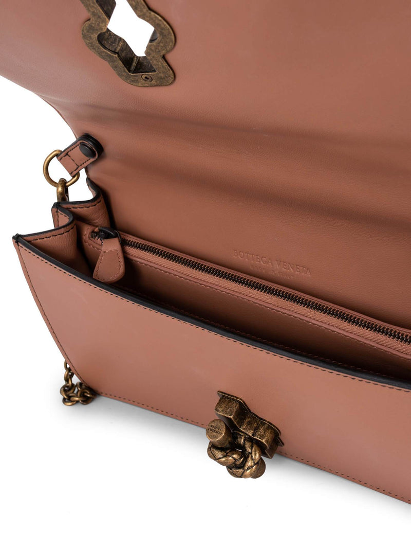 Bottega Veneta Intrecciato Club Stitch Knot Crossbody Bag Tan-designer resale