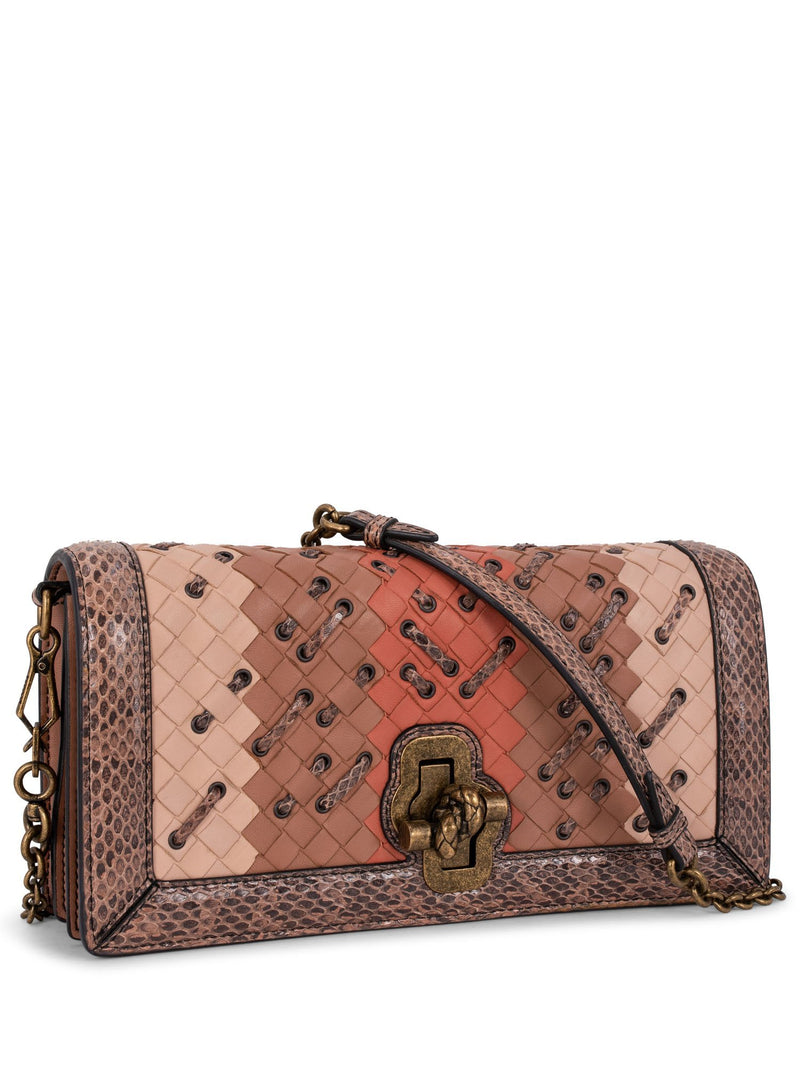 Bottega Veneta Intrecciato Club Stitch Knot Crossbody Bag Tan-designer resale