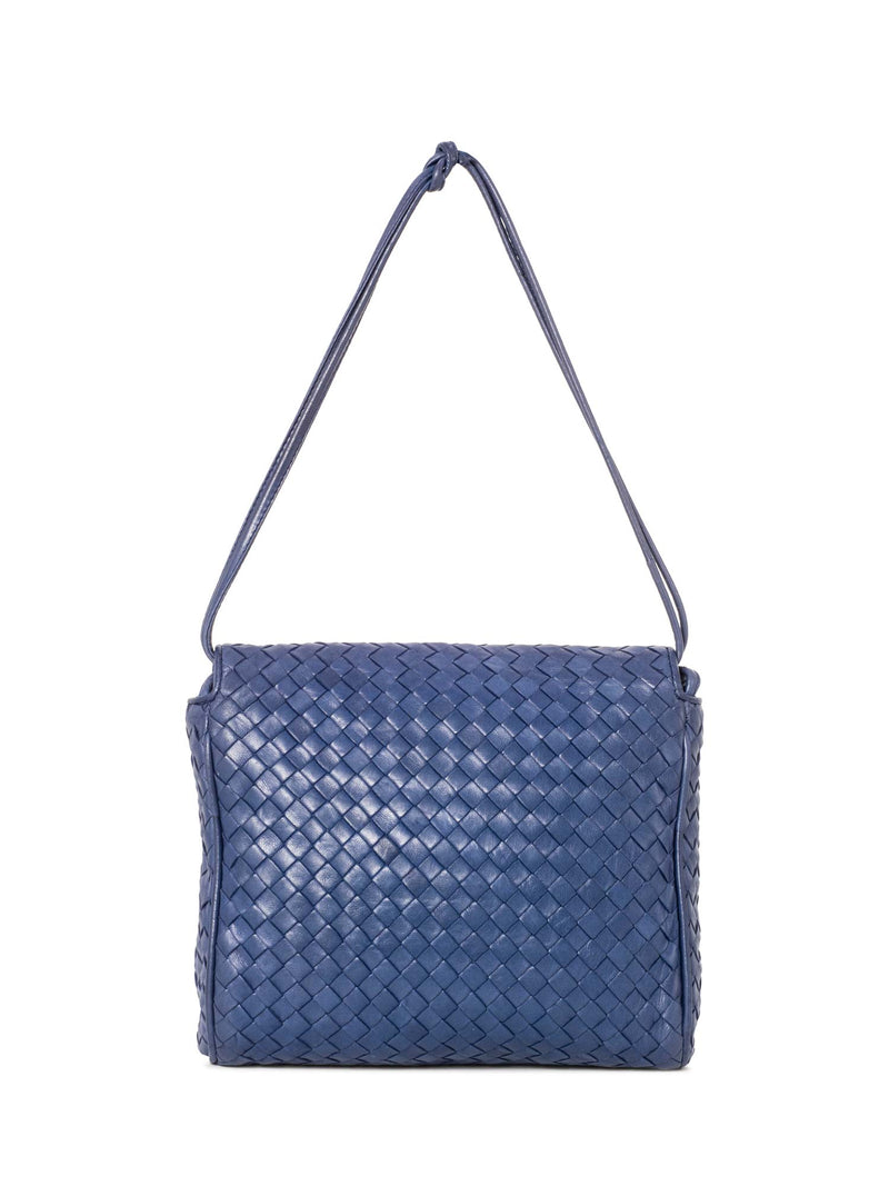Bottega Veneta Intrecciato Flap Crossbody Bag Blue-designer resale