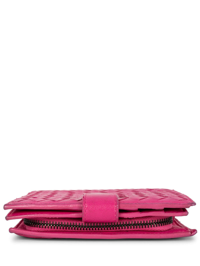 Bottega Veneta Intrecciato Leather Square Wallet Pink-designer resale