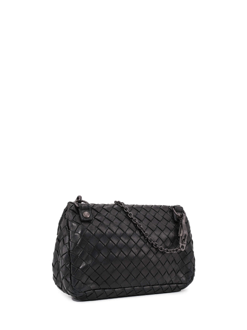 Bottega Veneta Leather Messenger Bag Black-designer resale