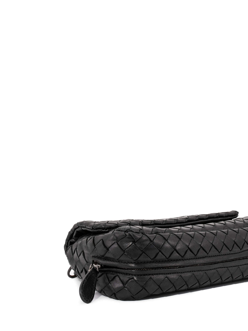 Bottega Veneta Leather Messenger Bag Black-designer resale