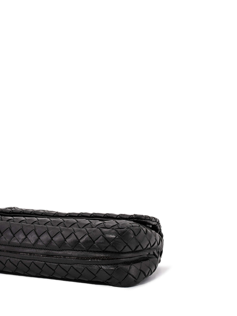Bottega Veneta Leather Messenger Bag Black-designer resale