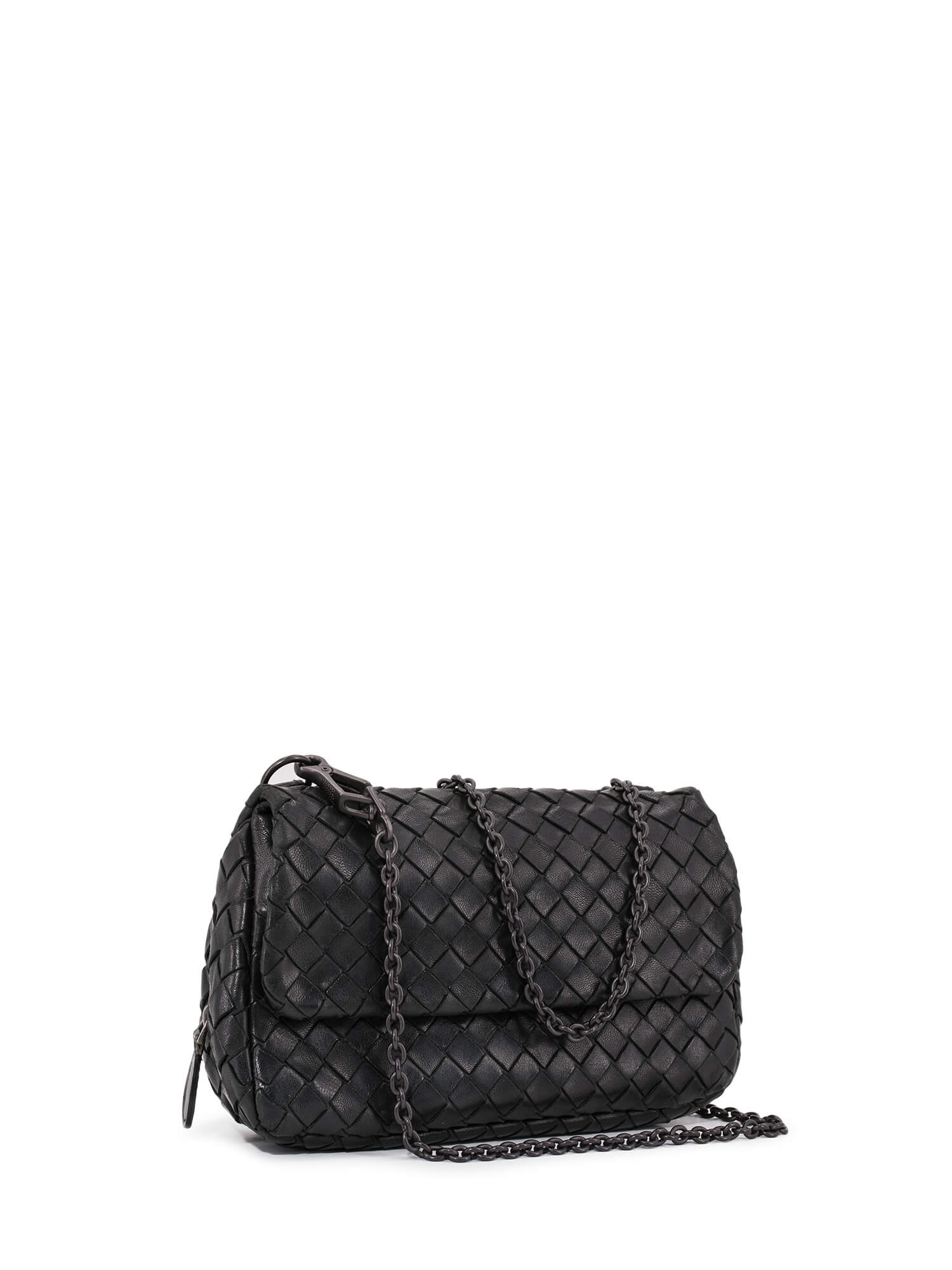 Bottega Veneta Leather Messenger Bag Black-designer resale